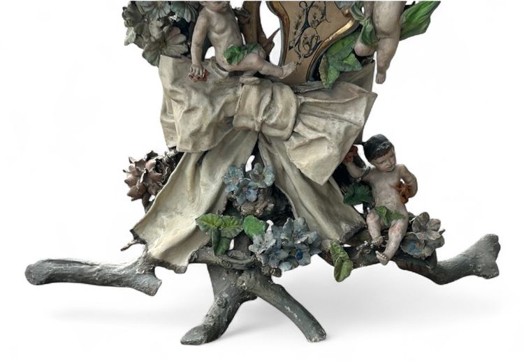 Importante jardinière de jardin d’hiver en bois et stuc polychrome d’époque fin XIXéme H 121 cm