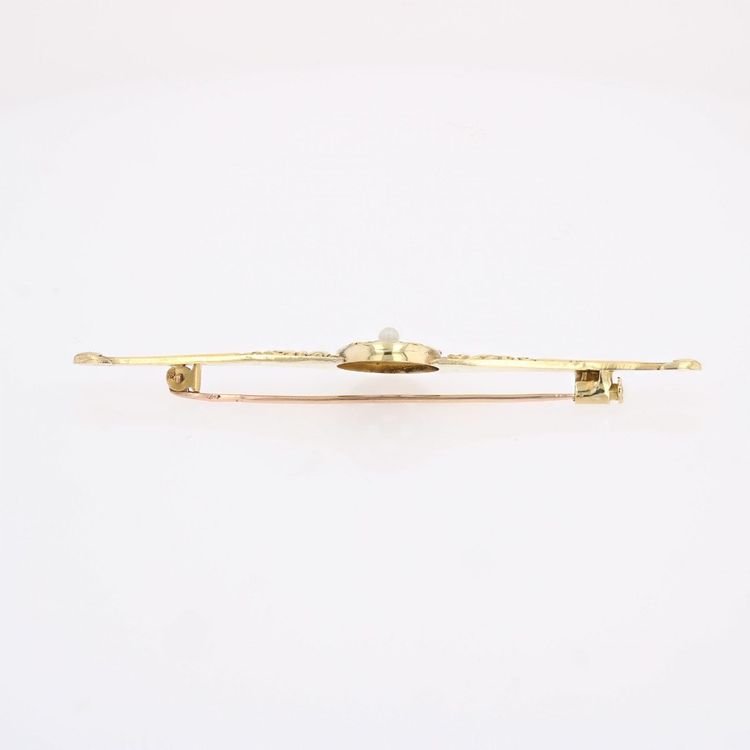 Alte Brosche mit Barrett aus feiner Perle und Diamanten