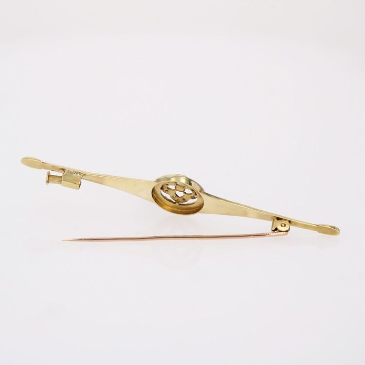 Alte Brosche mit Barrett aus feiner Perle und Diamanten