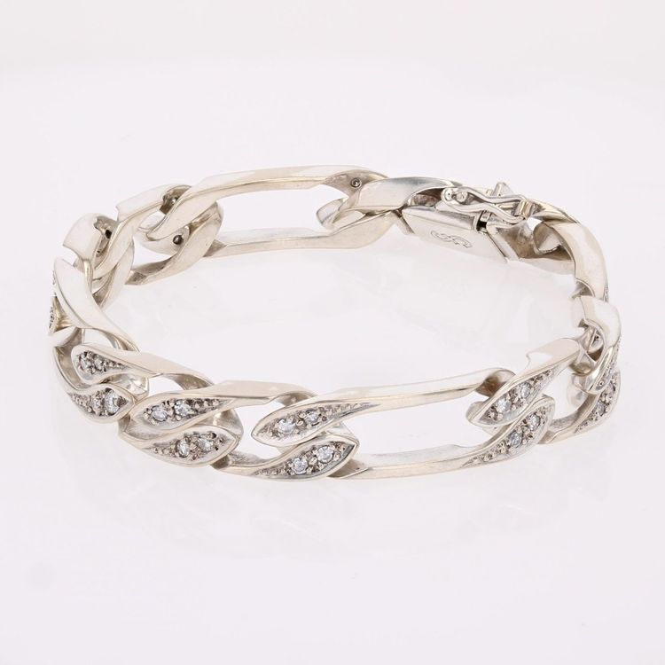 Bracelet gourmette or blanc diamants