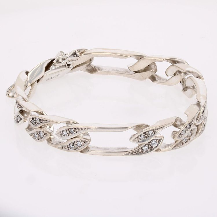 Bracelet gourmette or blanc diamants