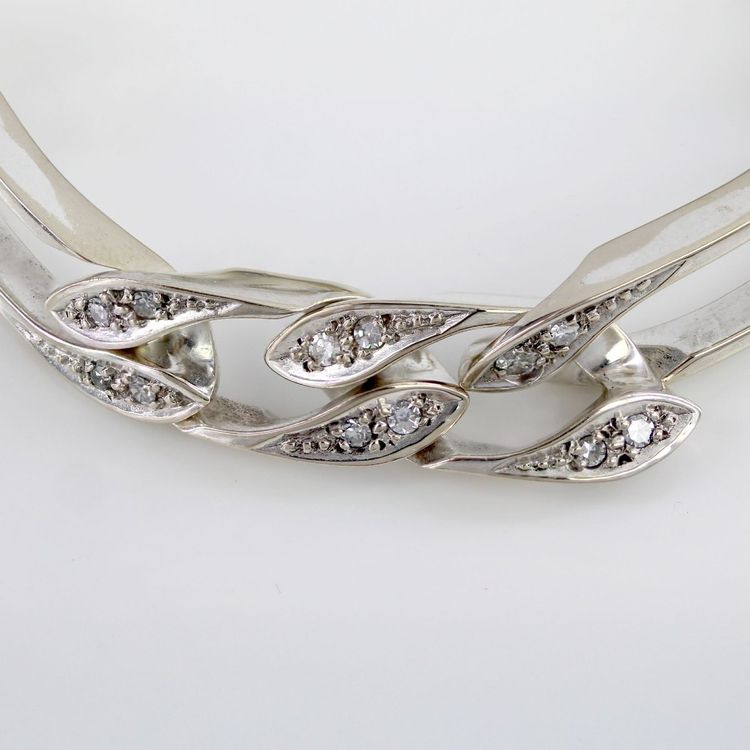 Bracelet gourmette or blanc diamants