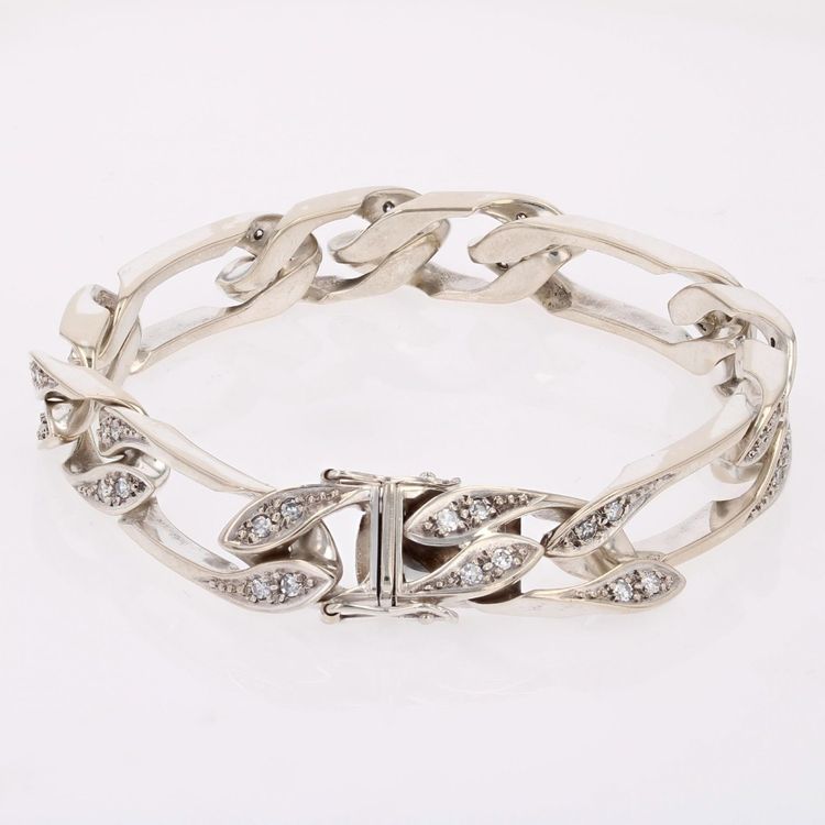 Bracelet gourmette or blanc diamants