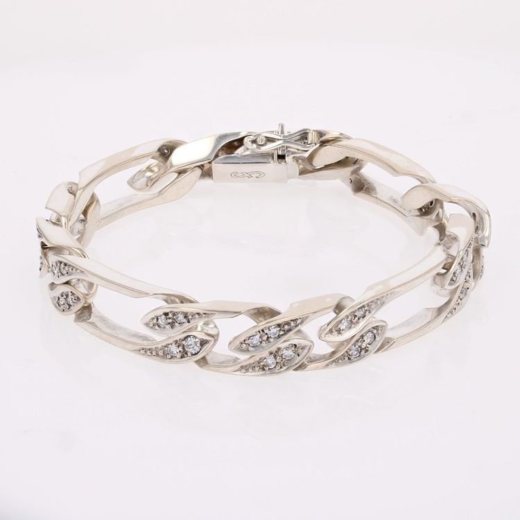 Bracelet gourmette or blanc diamants