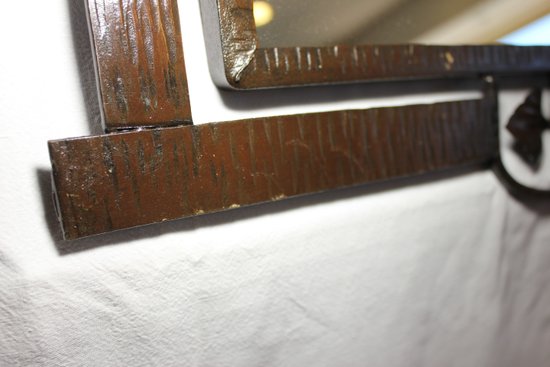 Miroir Ancien Fer Forgé 1920 59 X 38 Cm