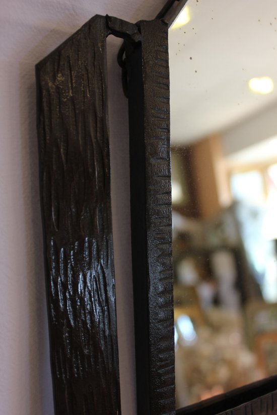 Miroir Ancien Fer Forgé 1920 59 X 38 Cm