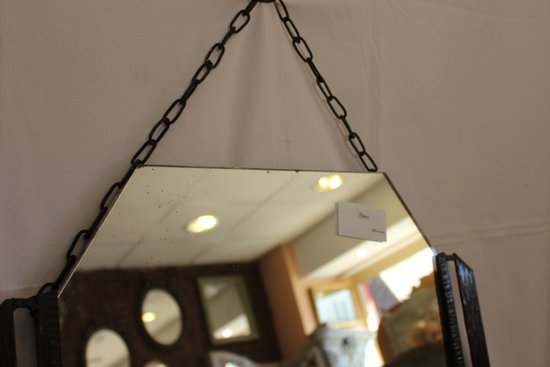 Miroir Ancien Fer Forgé 1920 59 X 38 Cm