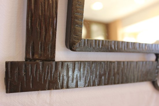 Miroir Ancien Fer Forgé 1920 59 X 38 Cm
