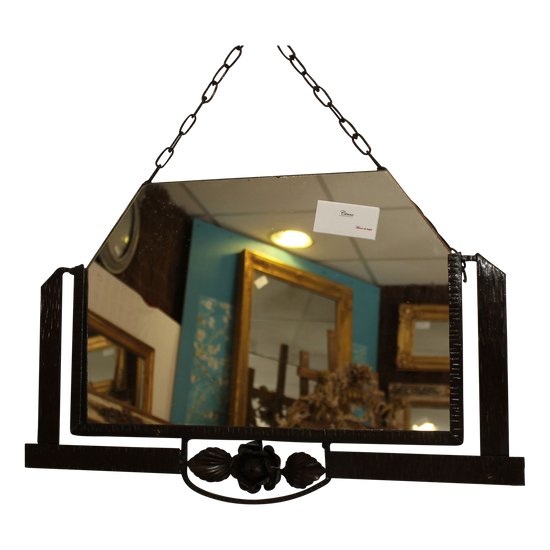 Miroir Ancien Fer Forgé 1920 59 X 38 Cm