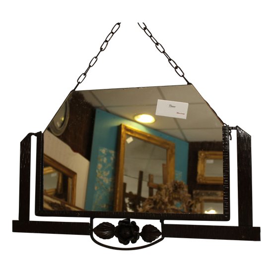 Old Wrought Iron Mirror 1920 59 X 38 Cm