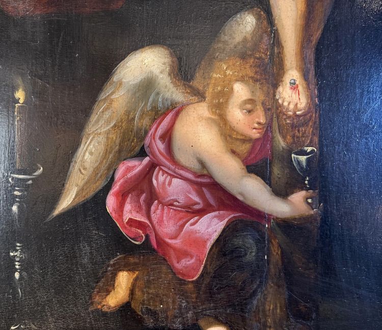 Scène de Crucifixion  - Anges aux Graals  - XVIIe 