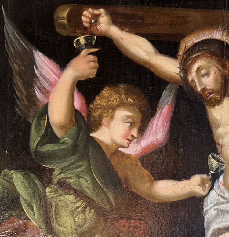 Scène de Crucifixion  - Anges aux Graals  - XVIIe 