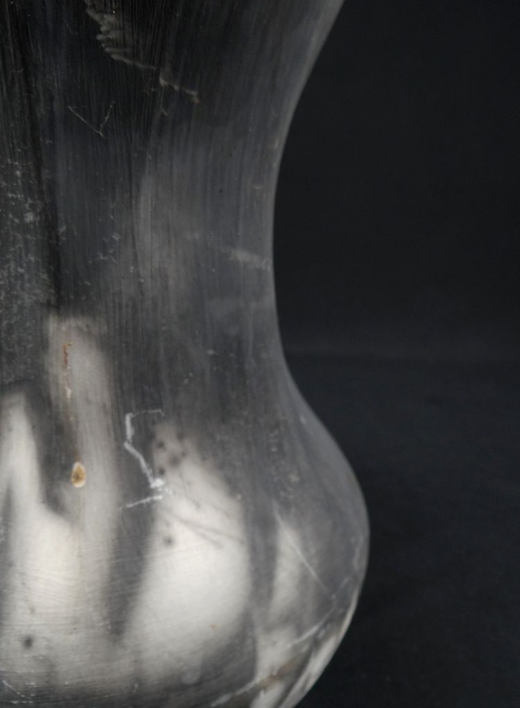 Contemporary Raku stoneware bottle vase signed Kamel Boubekeur 2018