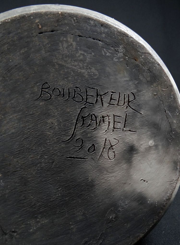 Contemporary Raku stoneware bottle vase signed Kamel Boubekeur 2018