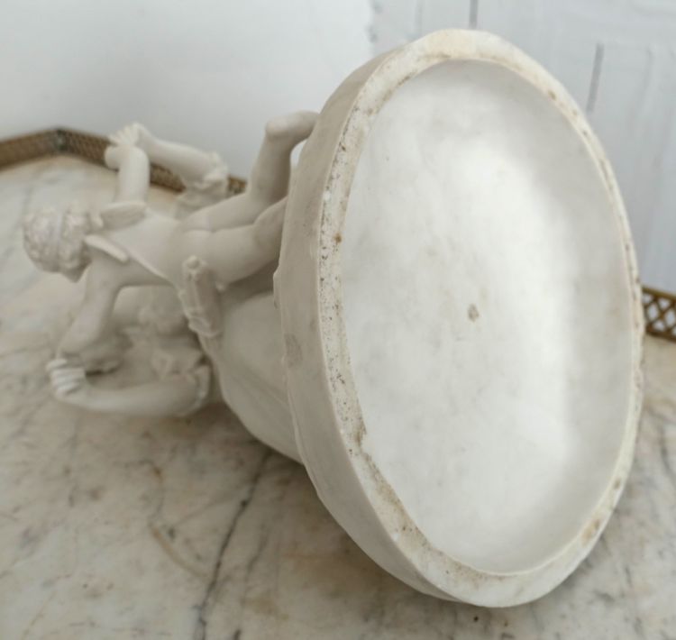 Manufacture de Sèvres : scena galante del XVIII secolo - la lezione dell'amore, biscotto firmato