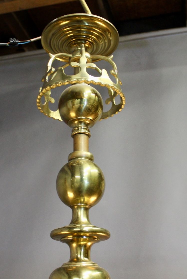 Large solid brass billiard chandelier