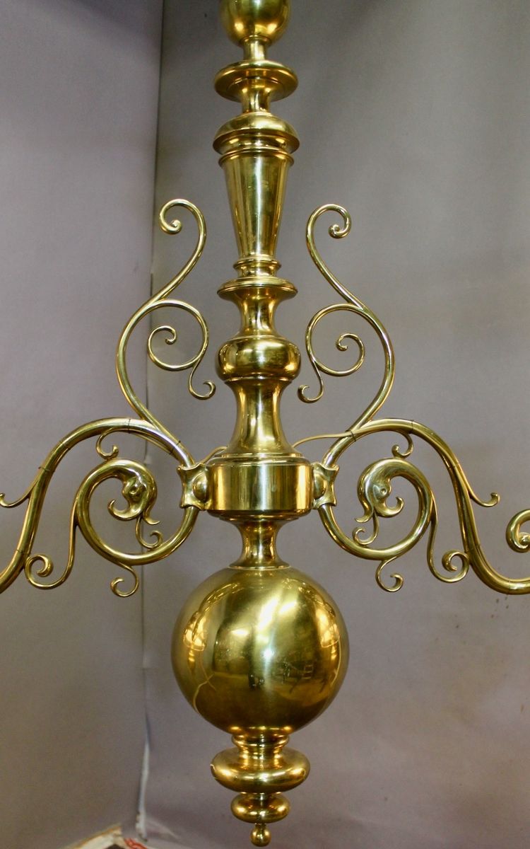 Large solid brass billiard chandelier