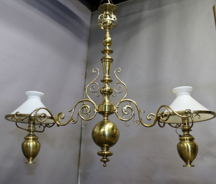 Large solid brass billiard chandelier