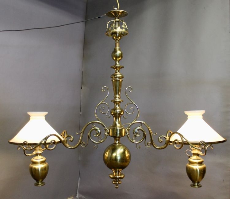 Large solid brass billiard chandelier