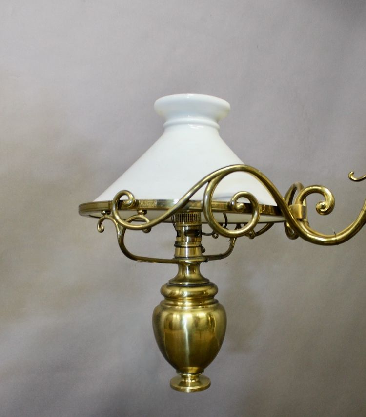 Large solid brass billiard chandelier