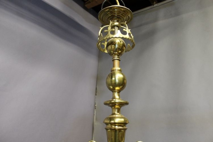 Large solid brass billiard chandelier