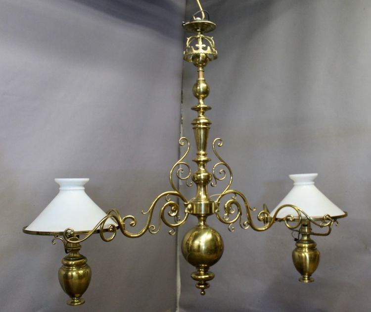 Large solid brass billiard chandelier