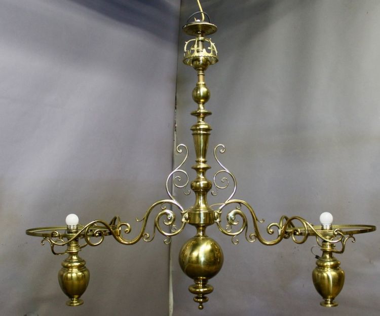 Large solid brass billiard chandelier