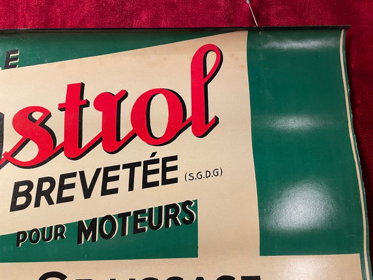 Large CASTROL garage poster with greasing guide circa 1930/50