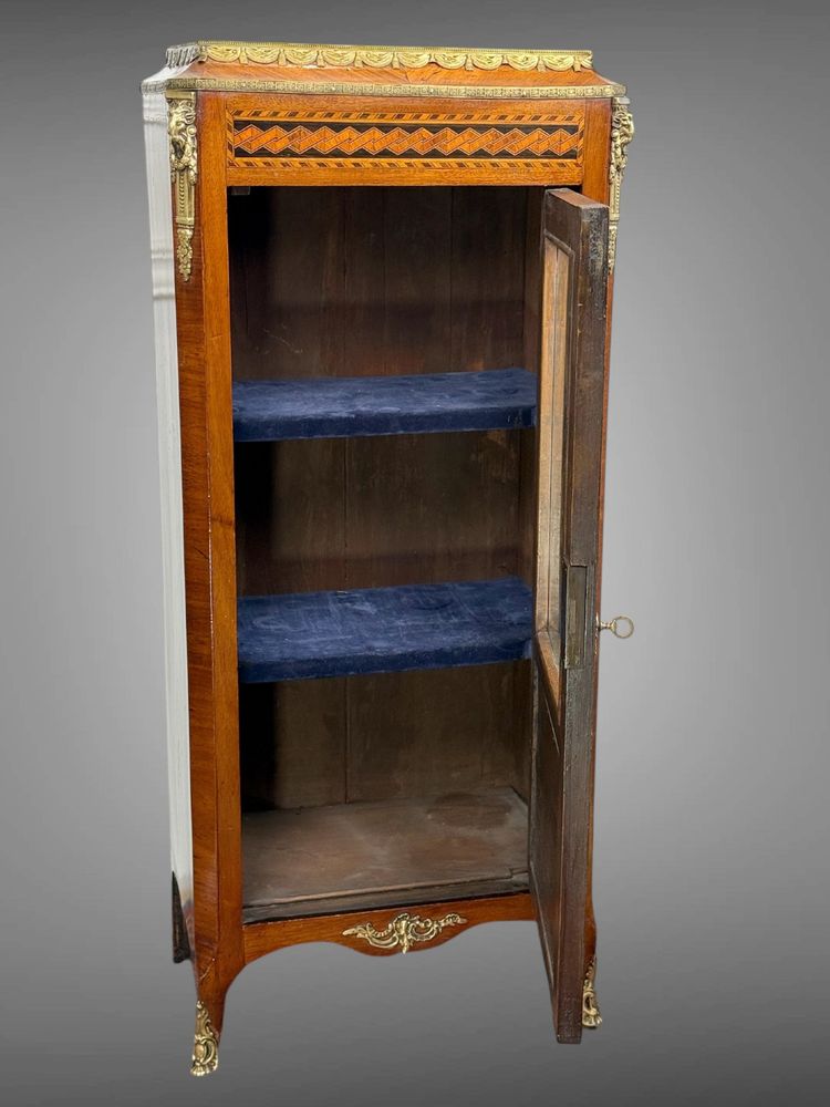 PICCOLO MOBILE VITRINARIO IN BRONZO DORATO DEL XIX SECOLO IN STILE LOUIS XV