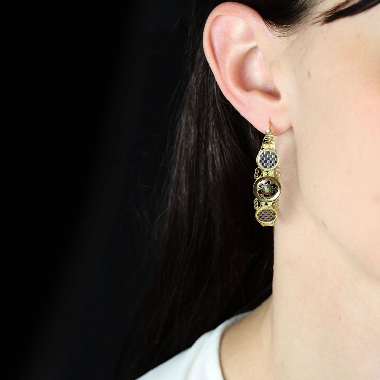 Boucles d'oreilles poissardes émail or jaune