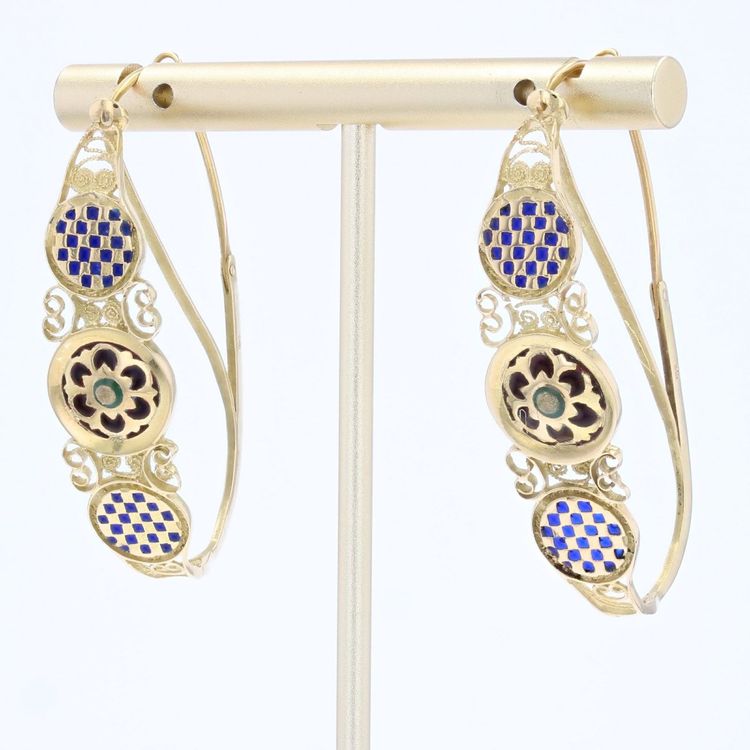 Boucles d'oreilles poissardes émail or jaune