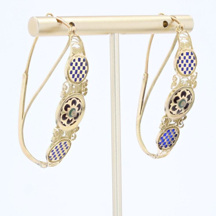 Boucles d'oreilles poissardes émail or jaune
