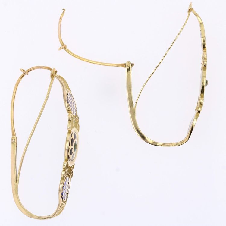 Boucles d'oreilles poissardes émail or jaune