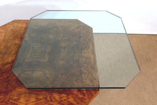 Art Deco Pedestal Table in Walnut and Cherry - 1930/1940