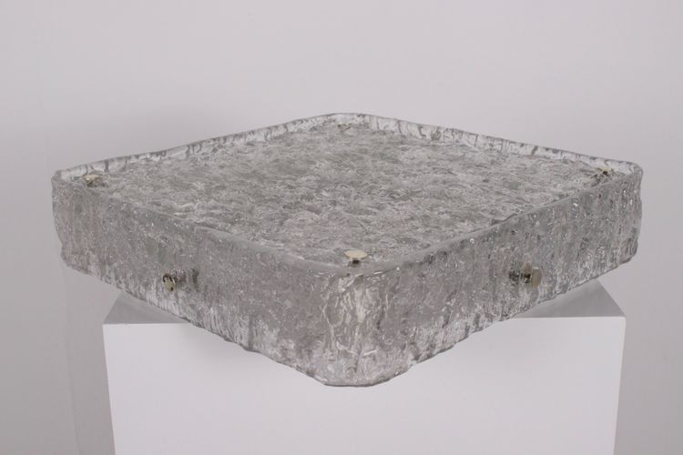 Large square ceiling light in Murano Ice Glass