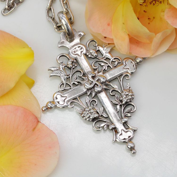 Croix Basque ancienne argent et sa chaine