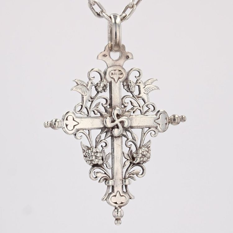 Croix Basque ancienne argent et sa chaine