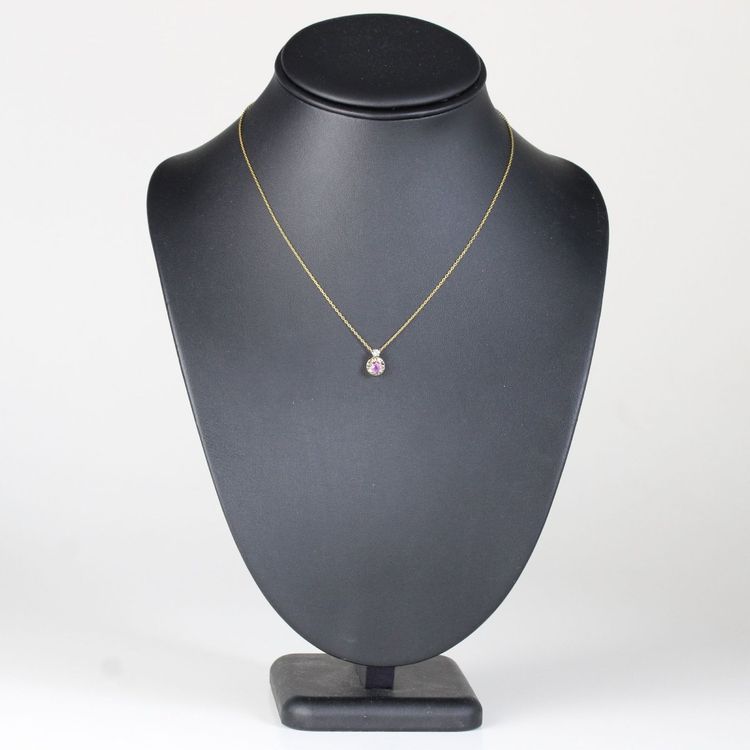 Ciondolo con zaffiro rosa antico e catena