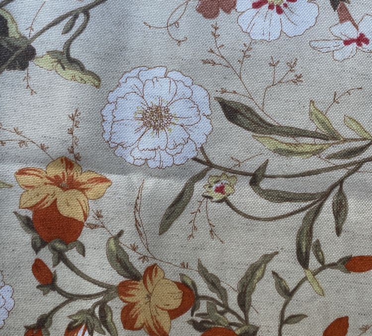3 Paires de rideaux en coton et lin à motif floral – XXᵉ siècle