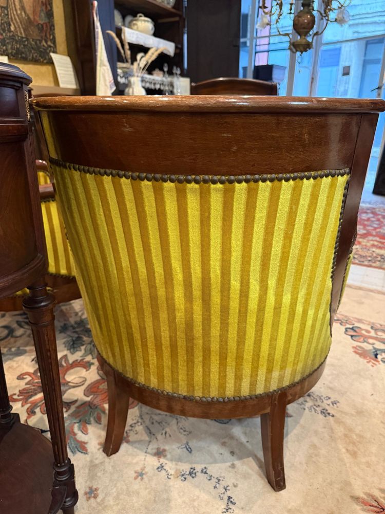 Paire de Bergères Gondole  Empire en Acajou et placage Acajou -  XIXème