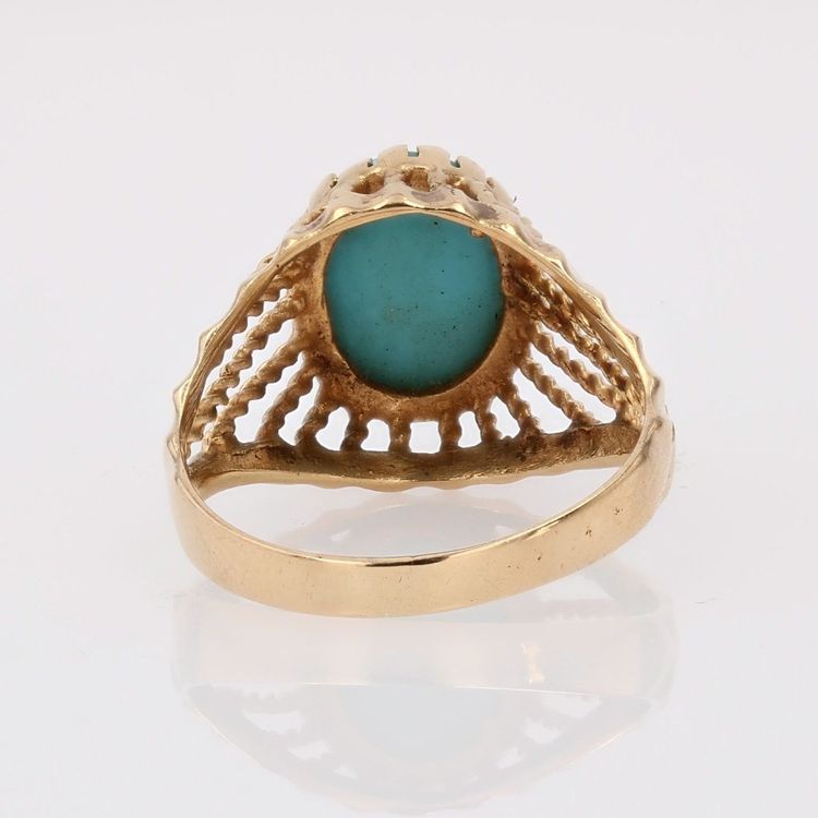 Bague or dôme torsadé pierre turquoise