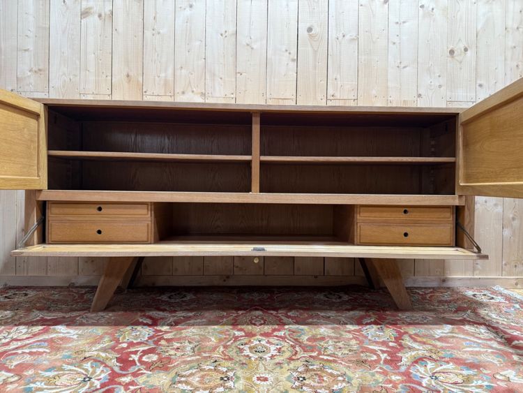 Sideboard aus massiver Eiche mit Kompassfüßen, 1950