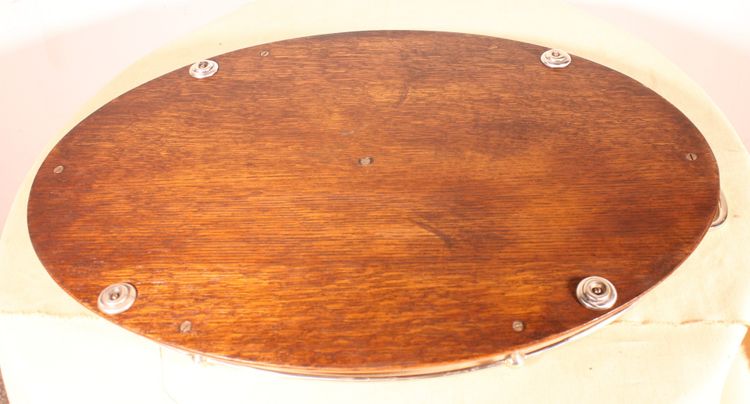 Tablett aus versilbertem Metall und Eiche aus dem 19.