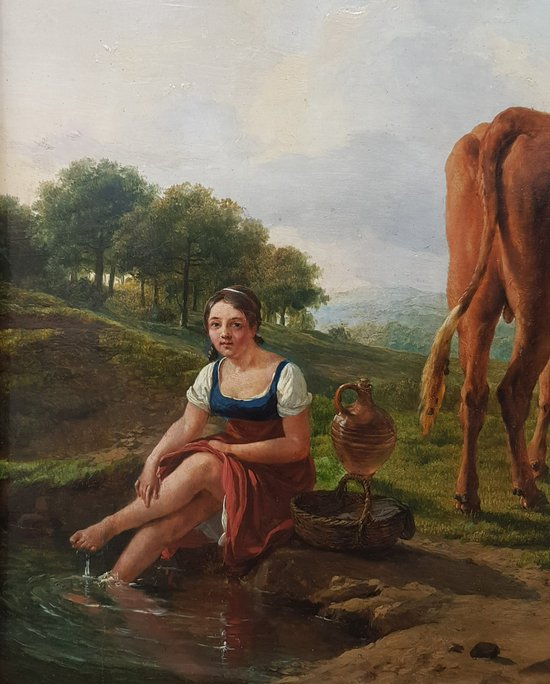 Eugène VERBOECKOVEN - The bull and the shepherdess