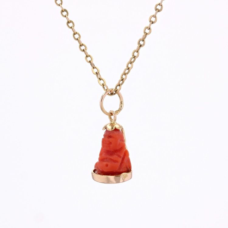 Breloque Bouddha corail et or