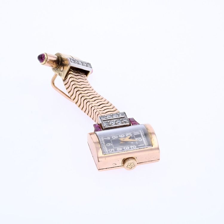 Montre tank diamants rubis calibrés