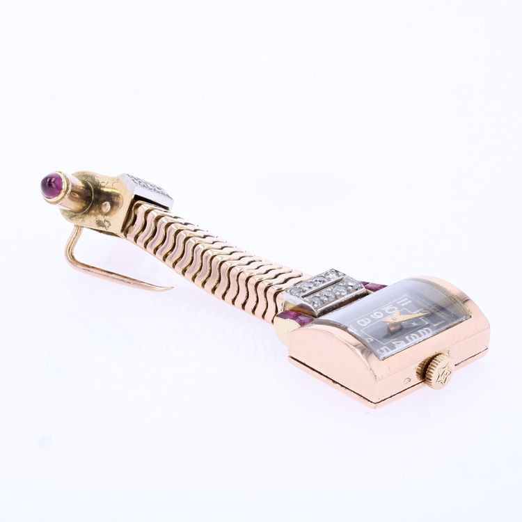 Montre tank diamants rubis calibrés