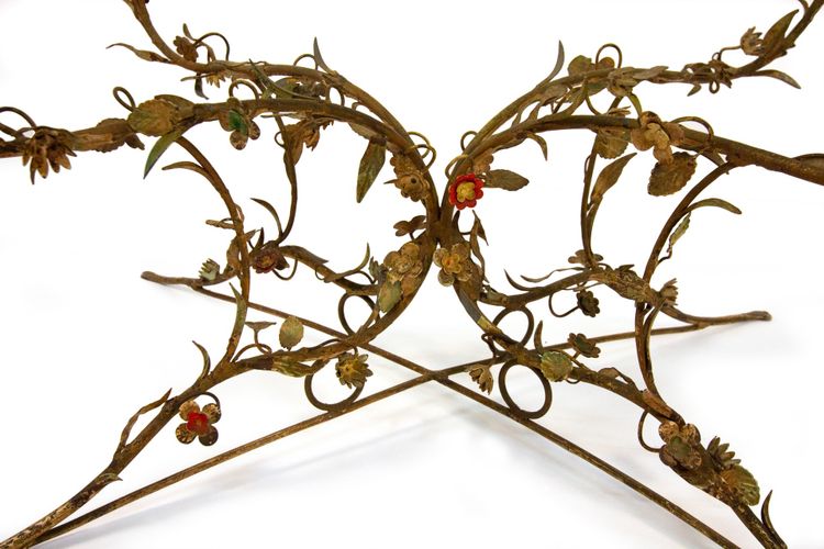 Table basse en fer forgé et verre, XXe siècle