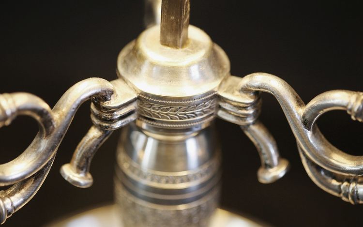 Lampe bouillotte  XIXème siècle Bronze argenté 