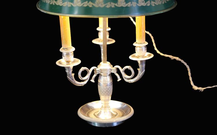 Lampe bouillotte  XIXème siècle Bronze argenté 